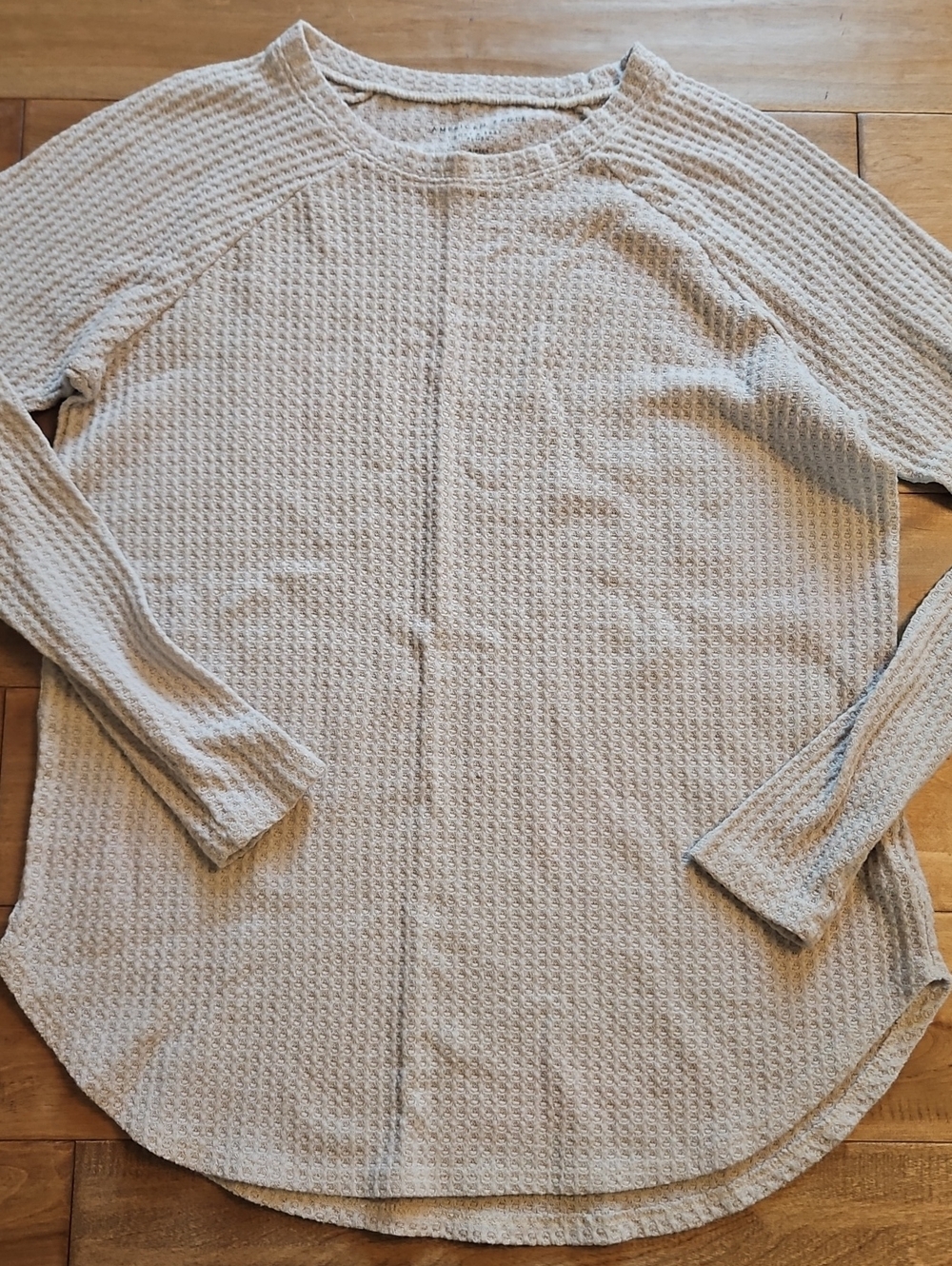 American Eagle Outfitters Cream Waffle Knit Crewneck Sweater